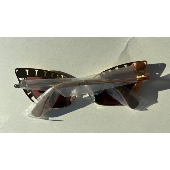 Lele Sadoughi 14k gold Faux Pearls UV Cat Eye Sunglasses NEW - Picture 9 of 14